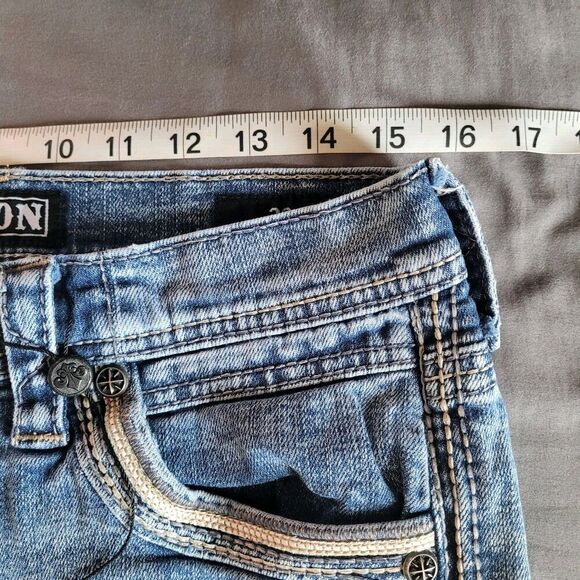 Affliction Jeans Mens 30x30 Blue Blake Straight Embroidered Y2K Button Pockets - Picture 7 of 10